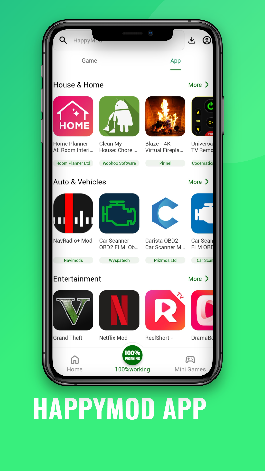 HappyMod app category preview